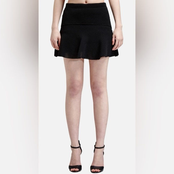 IRO Women's Davina Black Mesh Pleated Skater Mini Skirt Medium Designer‎ Classic - Picture 1 of 10